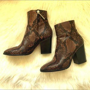 Zara Black & Brown Snakeskin Bootie Size 37
